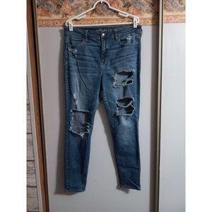 American Eagle 14R Super Stretch Distressed Hi Rise Denim Jegging Jeans